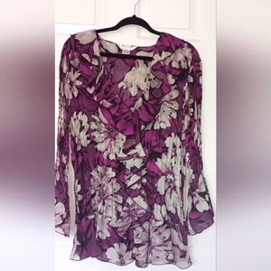 Allison Taylor purple multicolor crinkle blouse